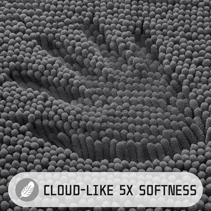Yimobra Long Bathroom Rugs 44"x24", Extra Soft Non Slip Bath Mat for Tub, Super Absorbent Quick Dry Shaggy Rug Floor Carpet, Machine Washable,Dark Gray