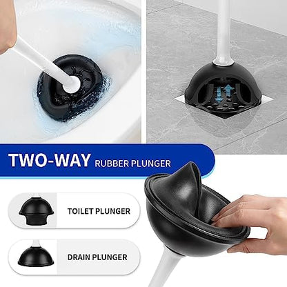 MR.SIGA Toilet Plunger and Brush with Holder for Toilet Cleaning, White