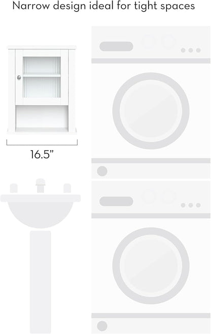 RiverRidge Prescott Bathroom Wall Cabinet - Bathroom Cabinet with Reeded Glass, Soft-Close Hinges & Adjustable Shelf - Slim Medicine Cabinet for Small Spaces
