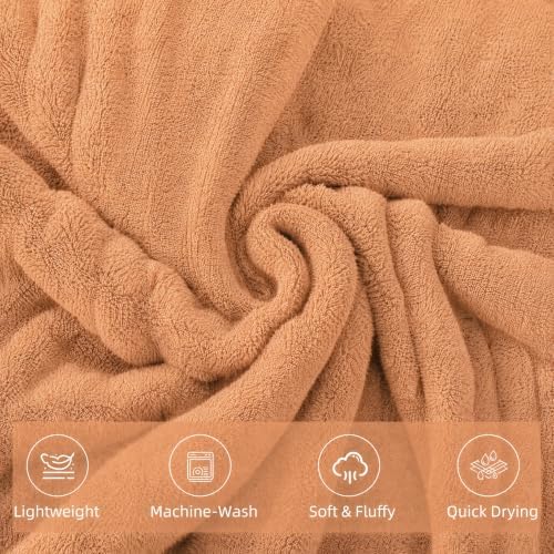 6-PCS Coral Fleece Microfiber Towel Set with Gold Stripes, Super Absorbent, Multiple Colors Available for Home, Bathroom, Hotel & Gym (6, Orange)