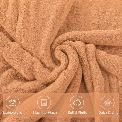 6-PCS Coral Fleece Microfiber Towel Set with Gold Stripes, Super Absorbent, Multiple Colors Available for Home, Bathroom, Hotel & Gym (6, Orange)