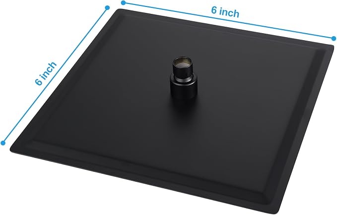 Lordear Rain Shower Heads High Pressure, Rainfall Showerhead for Bathroom Fixed Mount, 6 Inch Large Square High Flow Shower Head (Matte Black)