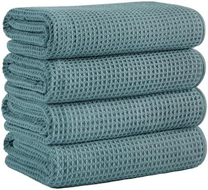 MICROFI Microfiber Waffle Bath Towels, 4 Pieces, Soft, Absorbent, Fast Drying, Lint Free 430 GSM (27''x55''/68.58 cm x139.7 cm)