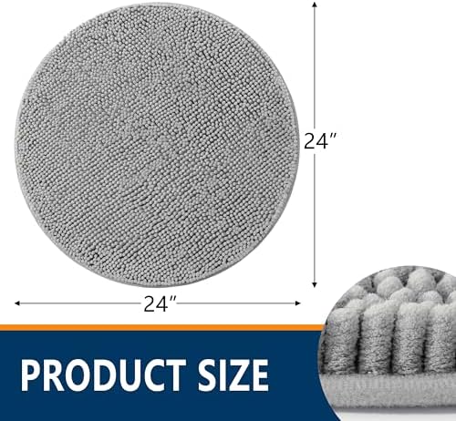 Smiry Round Bathroom Rugs 24X24, Chenille Extra Soft Absorbent Bath Mat