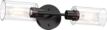 Espird Bathroom Light Fixtures 2 Light Black, Bathroom Vanity Lights Over Mirror, Bathroom Sconces Wall Lighting，Farmhouse Matte Black Bathroom Vanity Light, Modern Vanity Lights with Clear Shades