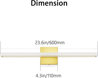 24inch Gold LED Bathroom Vanity Light Bar 18W Modern Bath Light Fixture Over Mirror Vanity Light Cool White 6000K