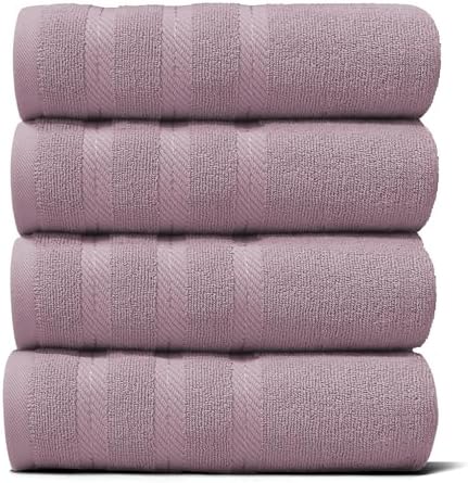 Hearth & Harbor Luxury Hand Towels - 100% Ring Spun Cotton Hand Towels for Bathroom, Shower, Spa, Soft & Absorbent Towels, 4 Piece Set, Dusty Purple