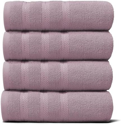 Hearth & Harbor Luxury Hand Towels - 100% Ring Spun Cotton Hand Towels for Bathroom, Shower, Spa, Soft & Absorbent Towels, 4 Piece Set, Dusty Purple