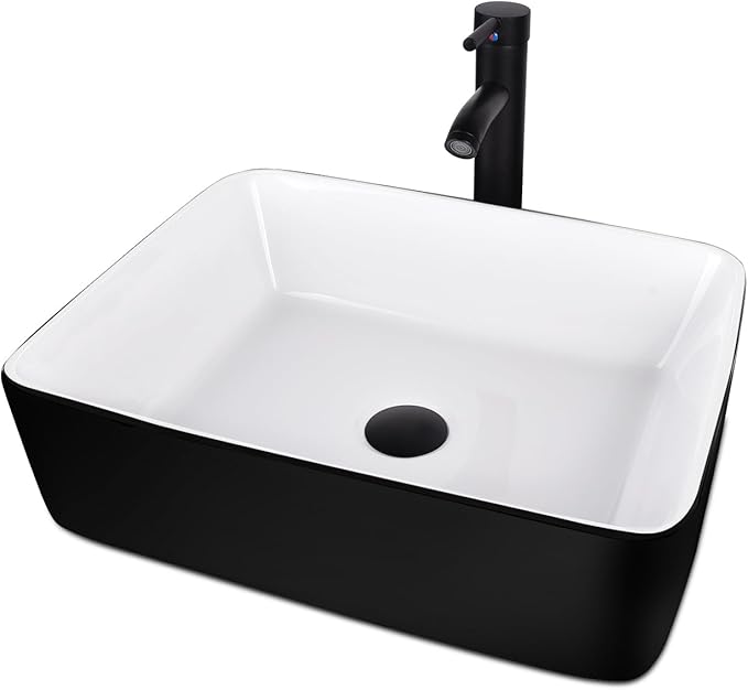24 Inch White Bathroom Vanity with Marble Texture Top, Traditional Standing Pedestal Cabinet with White and Black Ceramic Sink