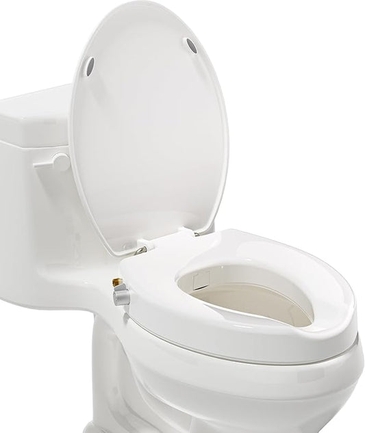 3" Raised Toilet Seat with Bidet - Non-Electric Bidet with Dual Nozzles - Elevated Toilet Risers for Seniors & Limited Mobility - Easy Install & Clean (Elongated)