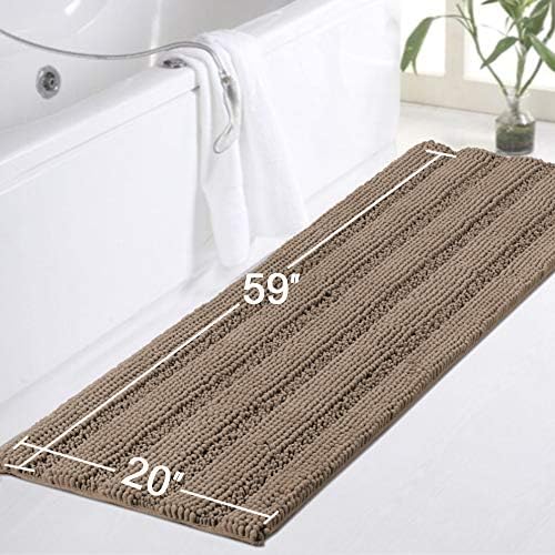 Turquoize Bathroom Runner Rug 20"x59", Soft Absorbent Chenille Bath Rug