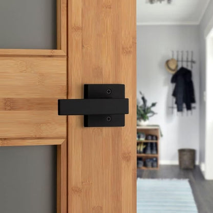 Kwikset Singapore Dummy Door Handle, Single Sided Lever for Closets, French Double Doors, and Pantry, Matte Black Non-Turning Reversible Interior Push/Pull Lever, with Microban Protection (Pack of 4)