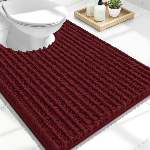 OLANLY U-Shaped Toilet Rug 24x20, Thick Soft Absorbent Chenille Contour Rug