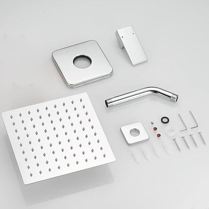 Shower Faucet Polished Chrome Rain Shower Head Shower Faucets Sets Complete Bathroom Rainfall Shower System, Single Function Shower Trim Kit with Rough-in Valve