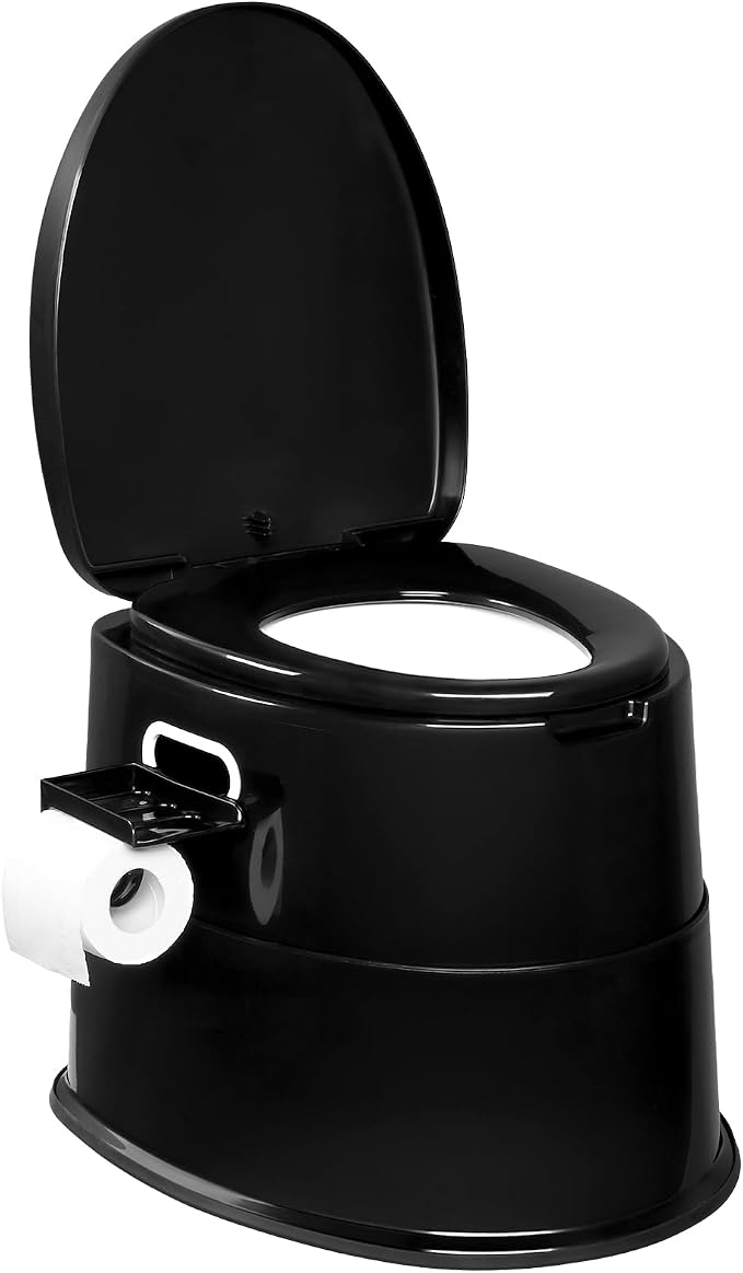 VINGLI Portable Detachable Camping Toilet | Splash-Proof Commode with Odor-Seal Lid | Compact Sanitation Solution for RV, Emergency, Outdoor Use, Black