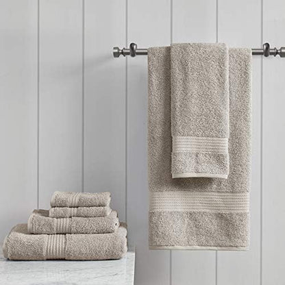 Madison Park Organic Cotton Bath Towel Set Absorbent, 6 Piece, Tan