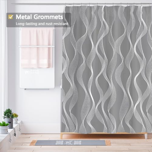 LLSCL Fabric Shower Curtain Liner with Magnets, Waterproof Hotel Quality, 72 x 72 Machine Washable
