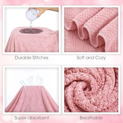 Peryiter 6 Pcs Bath Towel Set, Oversized Bath Sheet for Adults, Pink