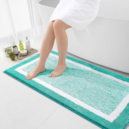OLANLY Bathroom Runner Rugs 47x24, Long Bath Mats for Bathroom Floor, Green