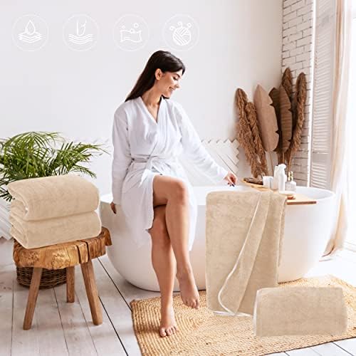 TENSTARS Silk Hemming Bath Towels for Bathroom Clearance - 27 x 55 inches - Light Thin Quick Drying - Soft Microfiber Absorbent Towel for Bath Fitness, Sports, Yoga, Travel, Gym - 2 Pack, Brown