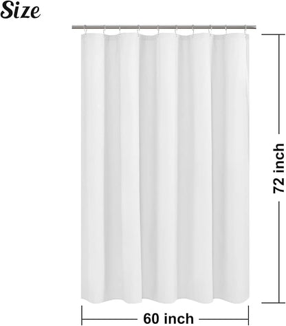 Embossed Microfiber Stall Shower Curtain Liner 60 x 72 inches, Soft Fabric Shower Curtain Washable and Water Repellent,60x72, White