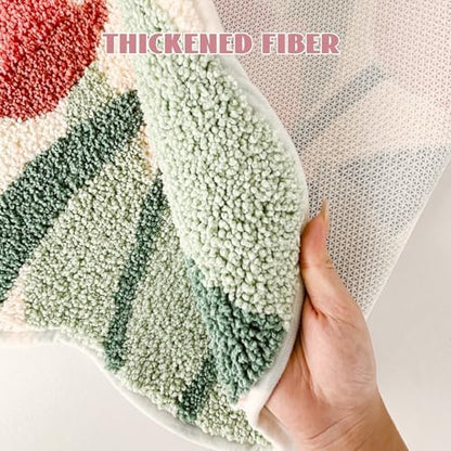 Cloud-Shaped Tulip Bath Mat, Soft Non-Slip Fluffy Fresh Flowers Bathroom Rug, Ultra Absorbent Microfiber Shaggy Door Mat, Machine Washable Bath Rug Carpet for Bathtub Bedroom 20x31 Inch (Tulip)
