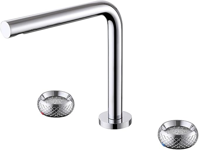 3 Hole Basin Mixer Faucet Double Handle Hot and Cold Water Brass 3 Hole Bathroom Faucets-Chrome Plated