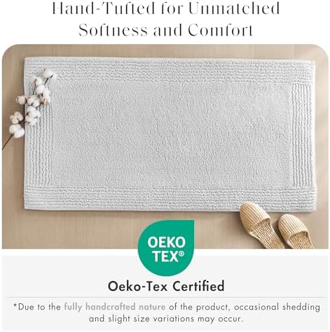 Madison Park Splendor Reversible 100% Cotton Tufted Bathroom Rug-3000 GSM Hotel Quality Luxurious Plush Medium Pile Bath Mat Absorbent, Quick Dry, Shower Room Décor, 21x34, Grey (Pack of 4)
