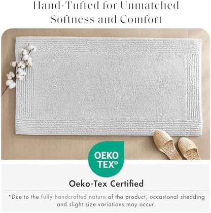 Madison Park Splendor Reversible 100% Cotton Tufted Bathroom Rug-3000 GSM Hotel Quality Luxurious Plush Medium Pile Bath Mat Absorbent, Quick Dry, Shower Room Décor, 21x34, Grey (Pack of 4)