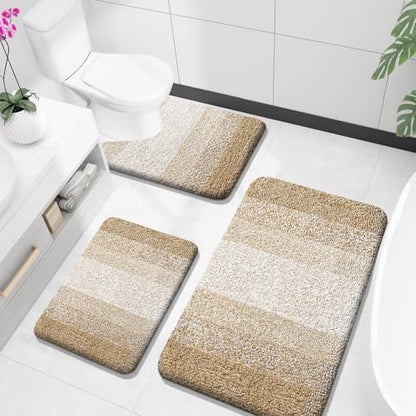 OLANLY Microfiber Bathroom Rugs Sets 3 Piece, 36"x24"+24"x16"+24"x20"