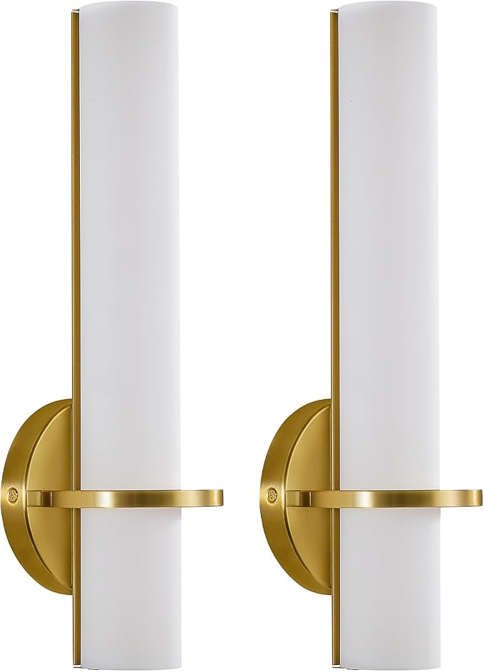 15-inch Gold Bathroom Wall Sconces Set of 2 Modern Sconces Wall Lighting 5CCT LED Dimmable Wall Light Brushed Gold Sconces for Bedroom Living Room Hallway (Hardwired)