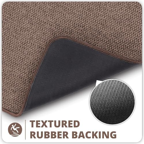 Bosap Bath Mat,Ultra Thin Bathroom Rugs,Rubber Bath Mats for Bathroom,No Slip Bath Rugs,Quick Dry,Machine Washable,Low Pile,Absorbent,Shower Outside,Sink,Home Decor Accessories.Brown,2'x3'(24x36inch)