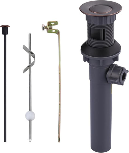 Bathroom Sink Drain with Lift Rod, Oil Rubbed Bronze Sink Drain with Overflow, ARCORA Drain Stopper for Vessel Sink