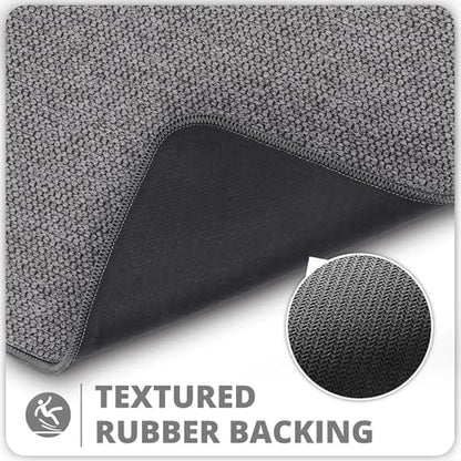 Bath Mat,Ultra Thin Bathroom Runner Rugs,Large Bath Mats for Bathroom,Quick Dry,Non-Slip,Machine Washable,Low Pile,Bath Rug,Shower Outside,Sink,Home Decor Accessories.Dark Grey,1'5"x2'11"（17x35inch）