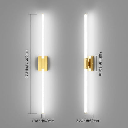 Ralbay 48inch Gold Bathroom Vanity Lights Bar 36W Modern LED Gold Vanity Light Fixtures Over Mirror(5500K White Light)