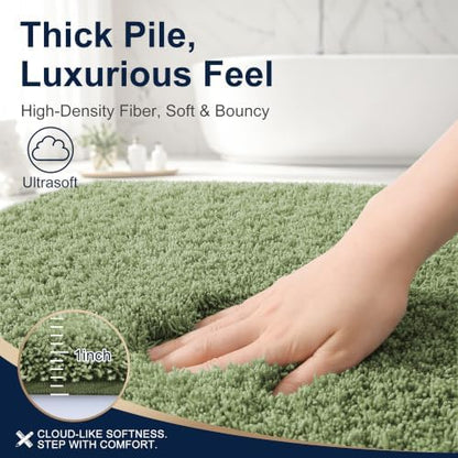 OLANLY Microfiber Bathroom Runner Rugs 59x20, Soft Bath Mat, Sage Green