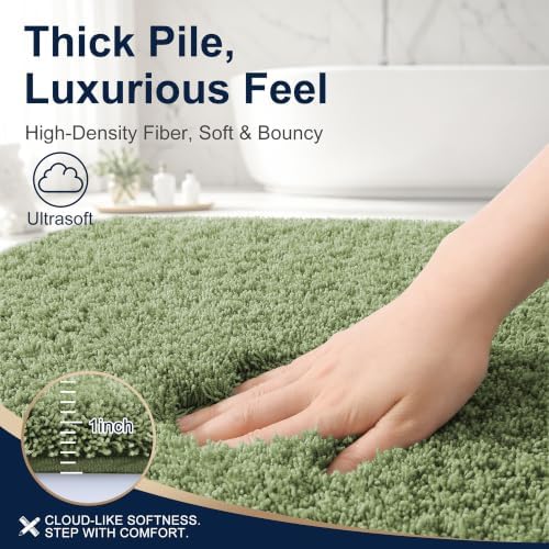 OLANLY Microfiber Small Bathroom Rugs 24x16, Soft Bath Mat, Sage Green