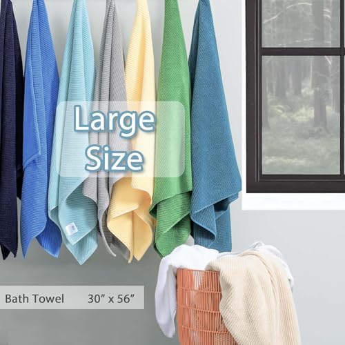 VOOVA & MOVAS Bath Towels 4PC, 100% Cotton, 30x56 in, Black White