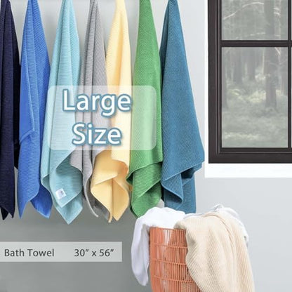 VOOVA & MOVAS Bath Towels 4PC, 100% Cotton, 30x56 in, Black White