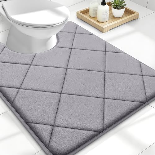 OLANLY Memory Foam Toilet Rugs U-Shaped 24x20, Ultra Soft and Absorbent