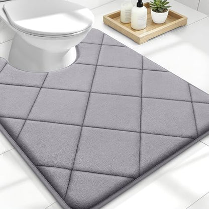 OLANLY Memory Foam Toilet Rugs U-Shaped 24x20, Ultra Soft and Absorbent