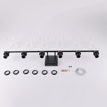 6 Light Bathroom Light Fixtures, 40 Inches Bathroom Lighting Fixtures Over Mirror, Black Vanity Light with Clear Glass Shades