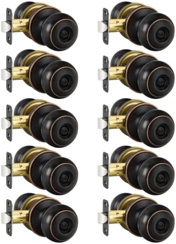 Haidms 10 Pack Oil Rubbed Bronze Door Knobs Interior, Bronze Privacy Interior Door Knobs for Bedroom or Bathroom Classic Round Doorknobs Hardware