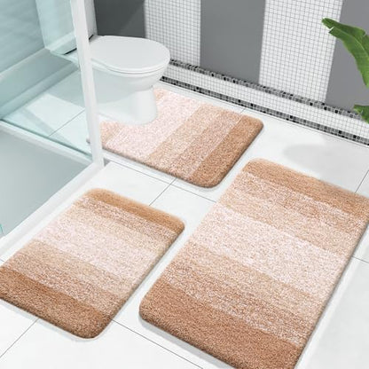OLANLY Microfiber Bathroom Rugs Sets 3 Piece, 30"x20"+24"x16"+24"x20"