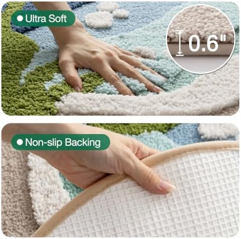 LUMI Beach Bathroom Rug Soft Microfiber Absorbent Bath Mat 22x34