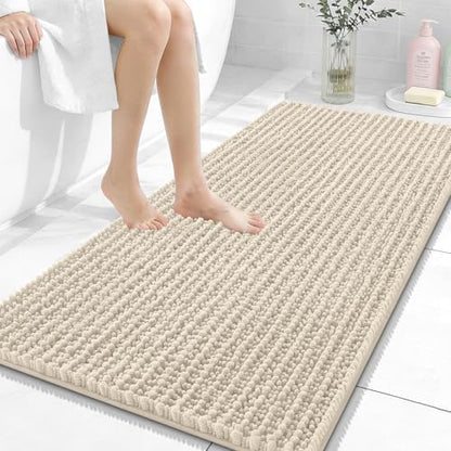 OLANLY Bathroom Runner Rugs 47x24, Thick Soft Absorbent Chenille Bath Rugs