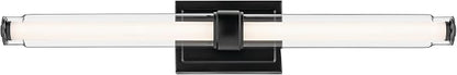 Kichler Laurene LED Bath Bar Light, Black | Linear vanity light with clear glass for mirrors and vanities (31" x 5" x 4.75"), 55239BKLED