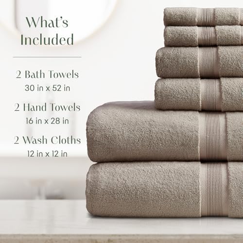 Springtree Home Luxury Bamboo Rayon Bath Towel Set | 6-Piece Set | Brown