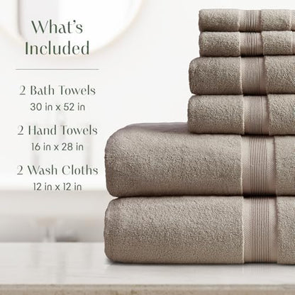 Springtree Home Luxury Bamboo Rayon Bath Towel Set | 6-Piece Set | Brown