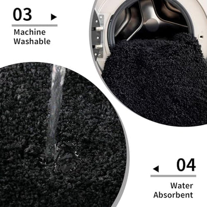 Disolla Black Bathrom Runner Rug 24x59 - Large Soft Plush Bath Mat, Thick Long Non-Slip Shaggy Floor Mat, Ultra-Absorbent for Master Bathroom Bedroom